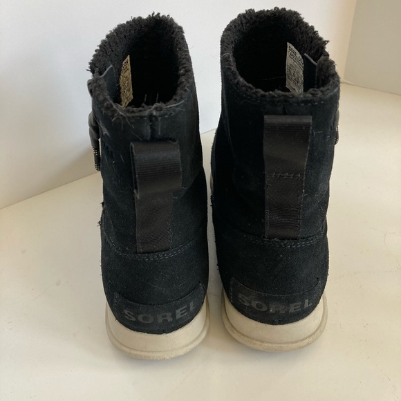 SOREL Explorer Black Suede Zip Ankle Sneaker Boot Women’s Size 8.5 - Picture 8 of 11